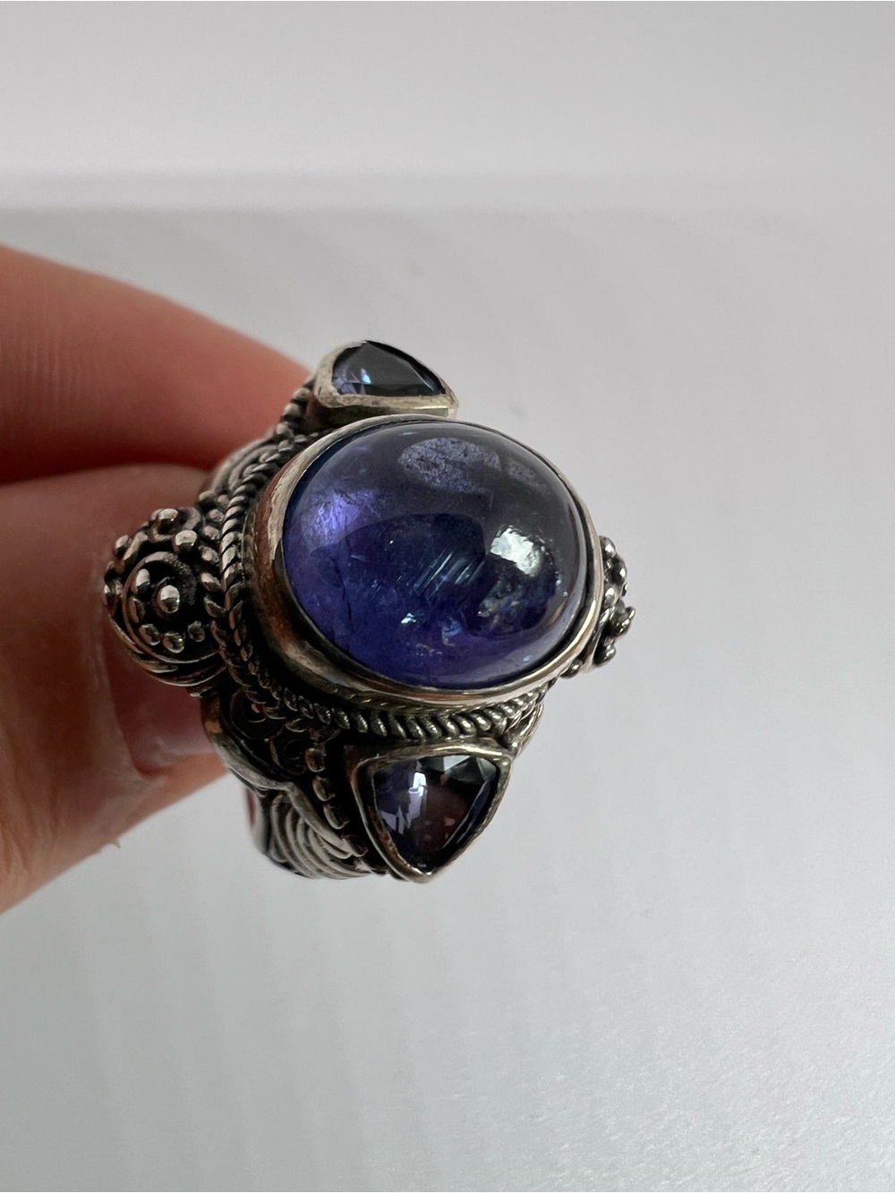 SARDA Tanzanite and Sterling silver Bali ring Size 7.5 11.6g - Picture 2 of 15